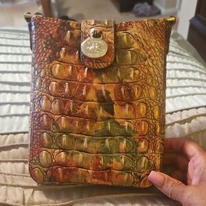 Brahmin Marley Foliage MelbournMulti-Color Croc-Embossed Leather Crossbody Pouch